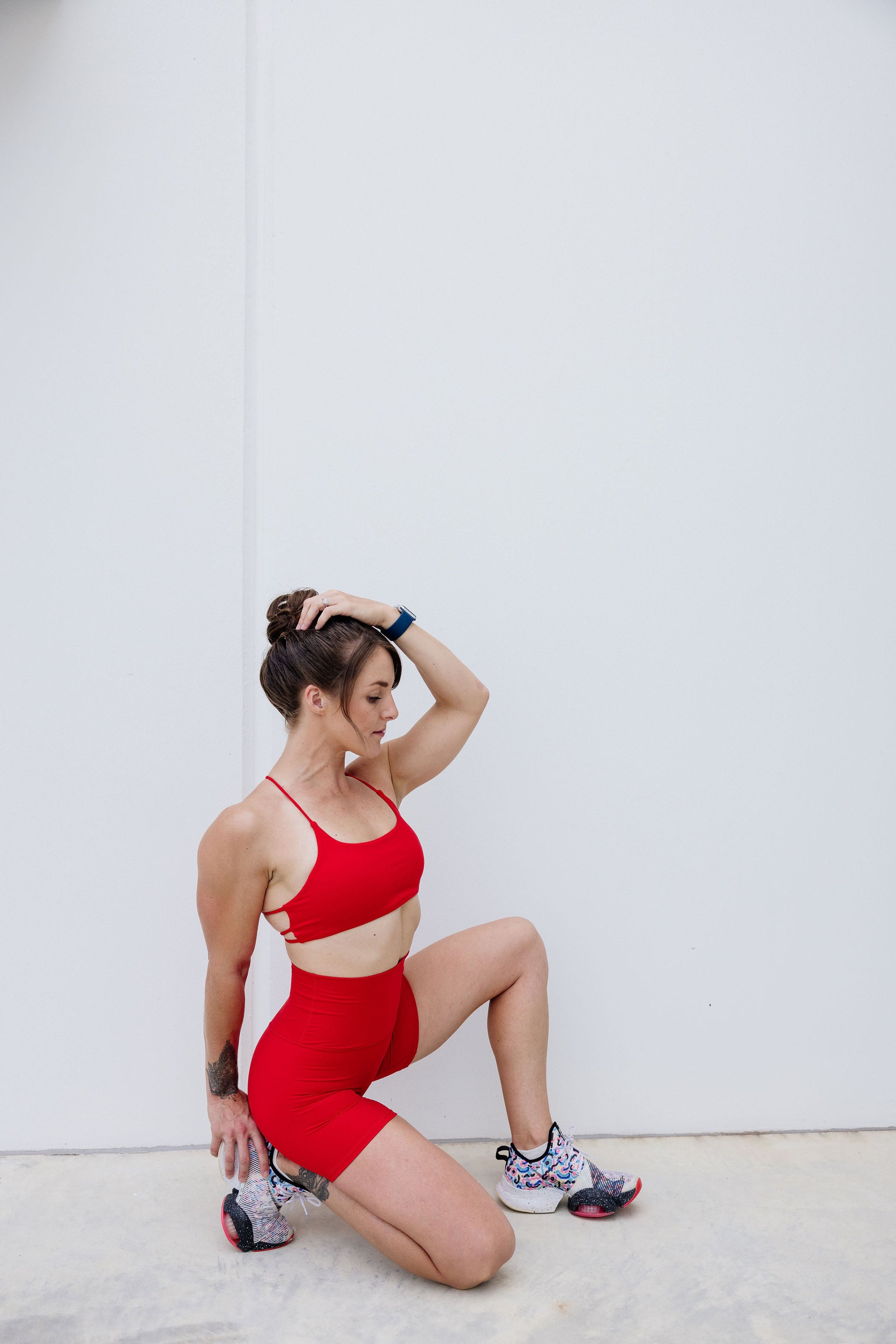 buttery soft lightweight short shorts with high extra waistband in scarlet red