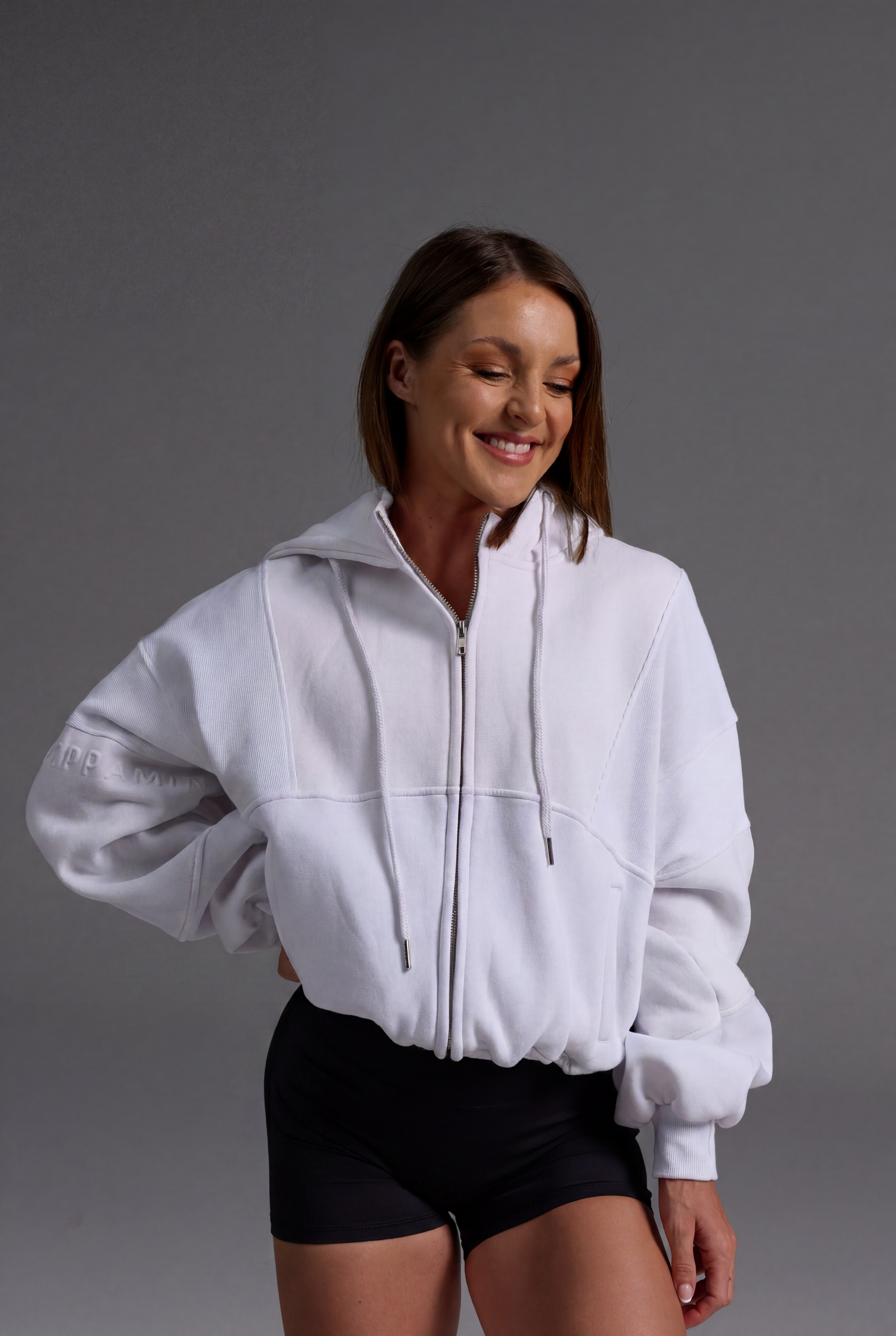 Hooded Icon Rib Fleece - White