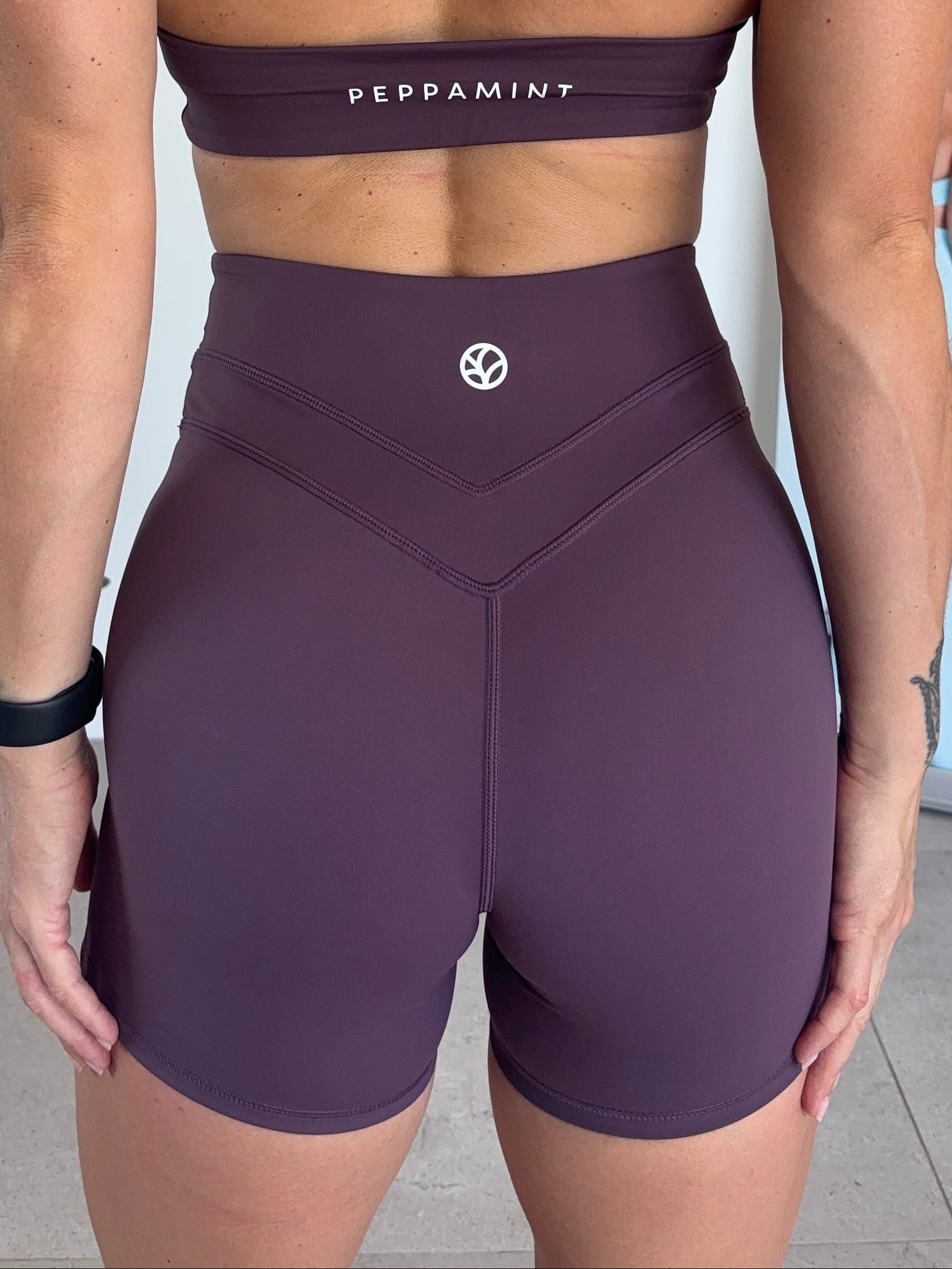 Double Stitch Booty Shorts - Purple - Size S