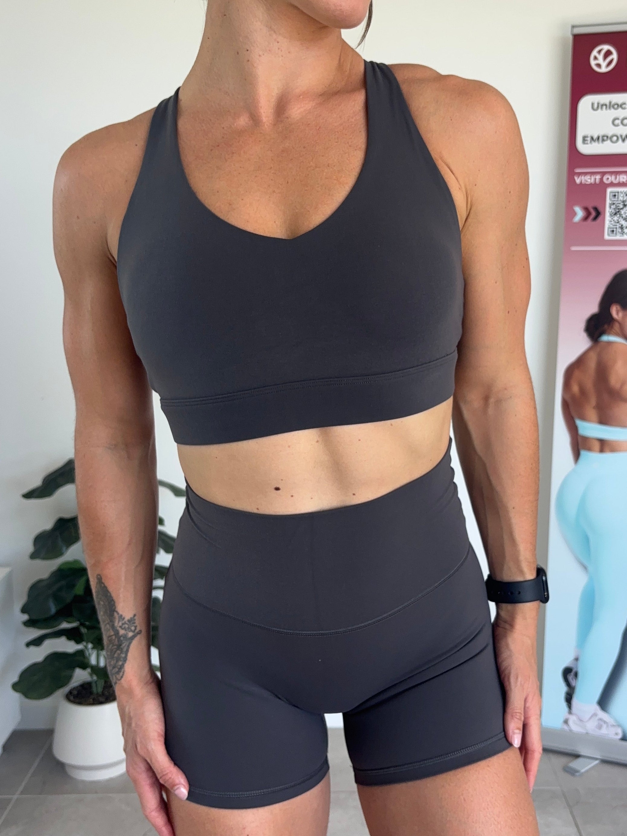 Liberaate Cross Bra - Graphite - Size XS