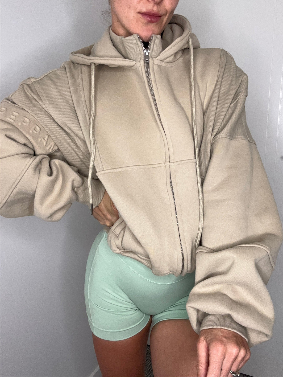 Hooded Icon Rib Fleece - Stone Beige