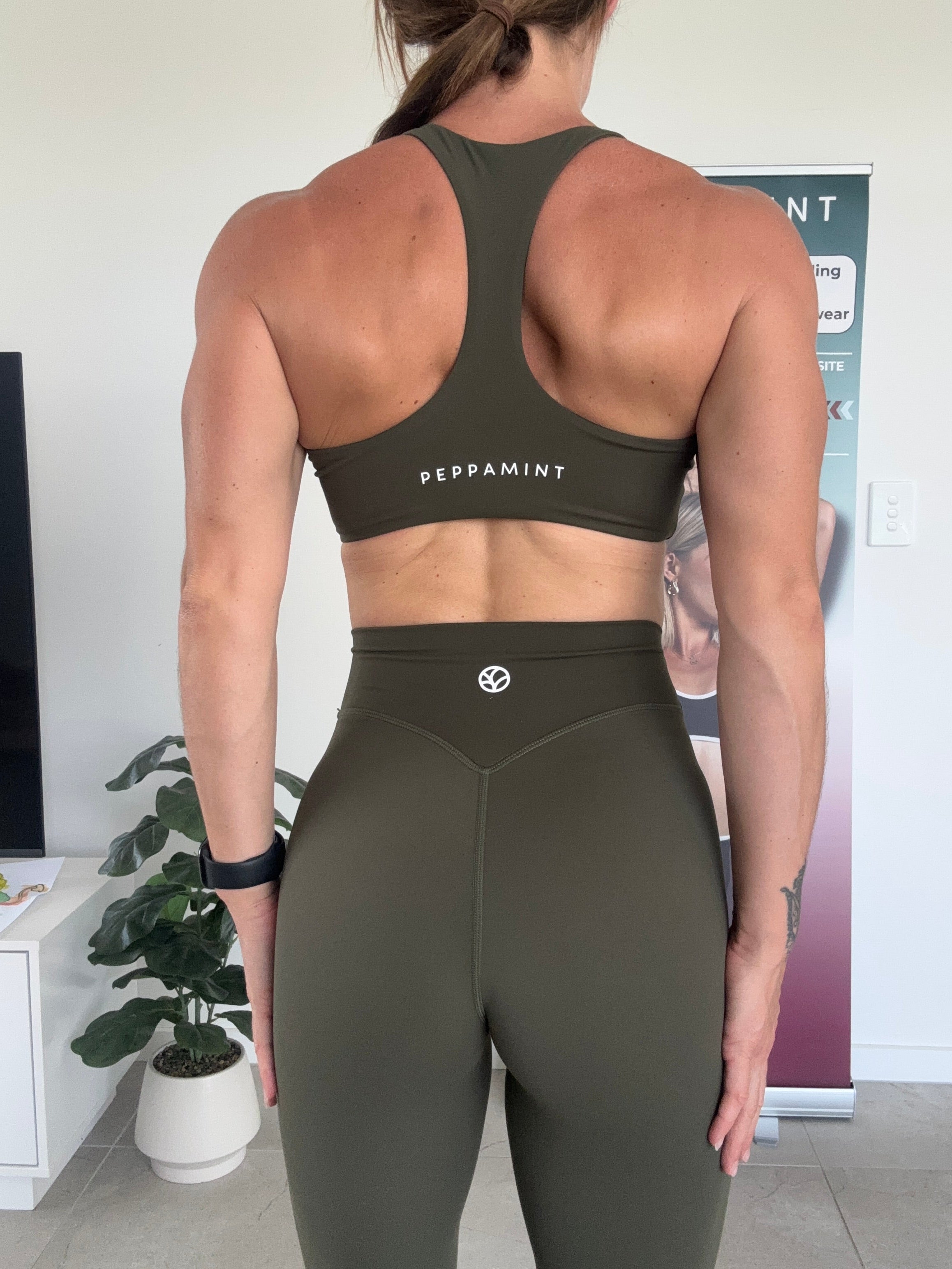 Embody Racerback Bra - Olive - Size XS