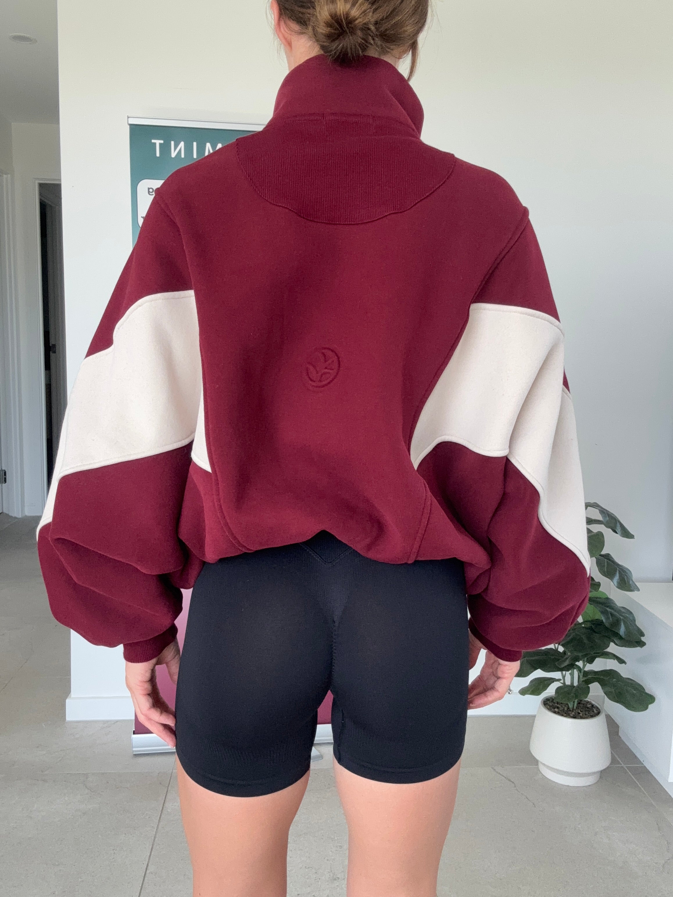 Two Tone Batwing Fleece Red/Cream (UNRELEASED SAMPLE) Size XS/S