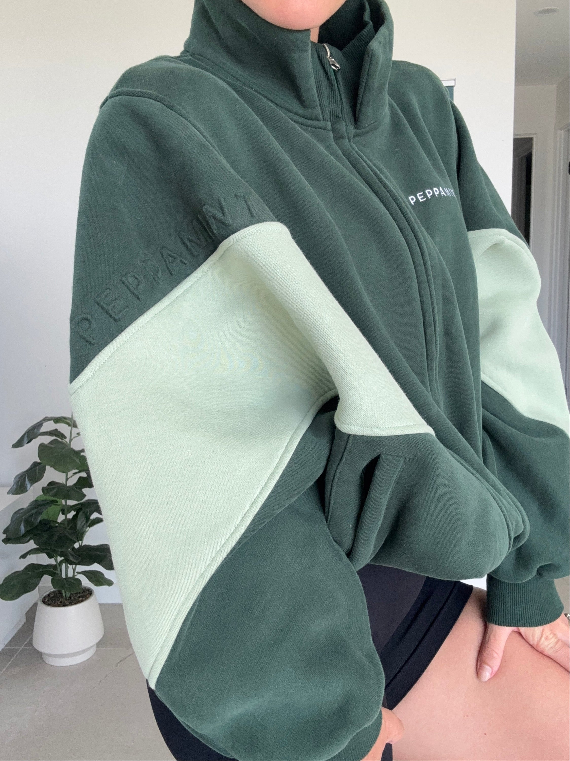Two Tone Batwing Fleece Forest Green/Light Green (UNRELEASED SAMPLE) Size XS/S