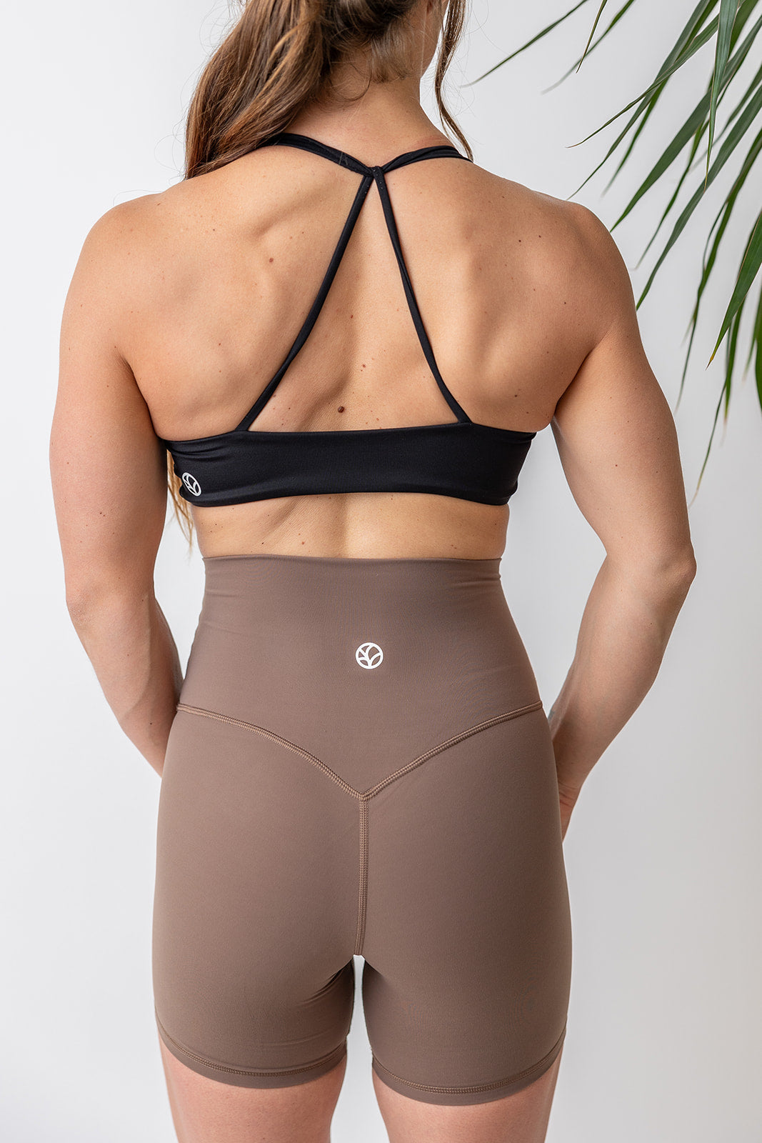 buttery soft lightweight short shorts with high extra waistband in chocolate brown