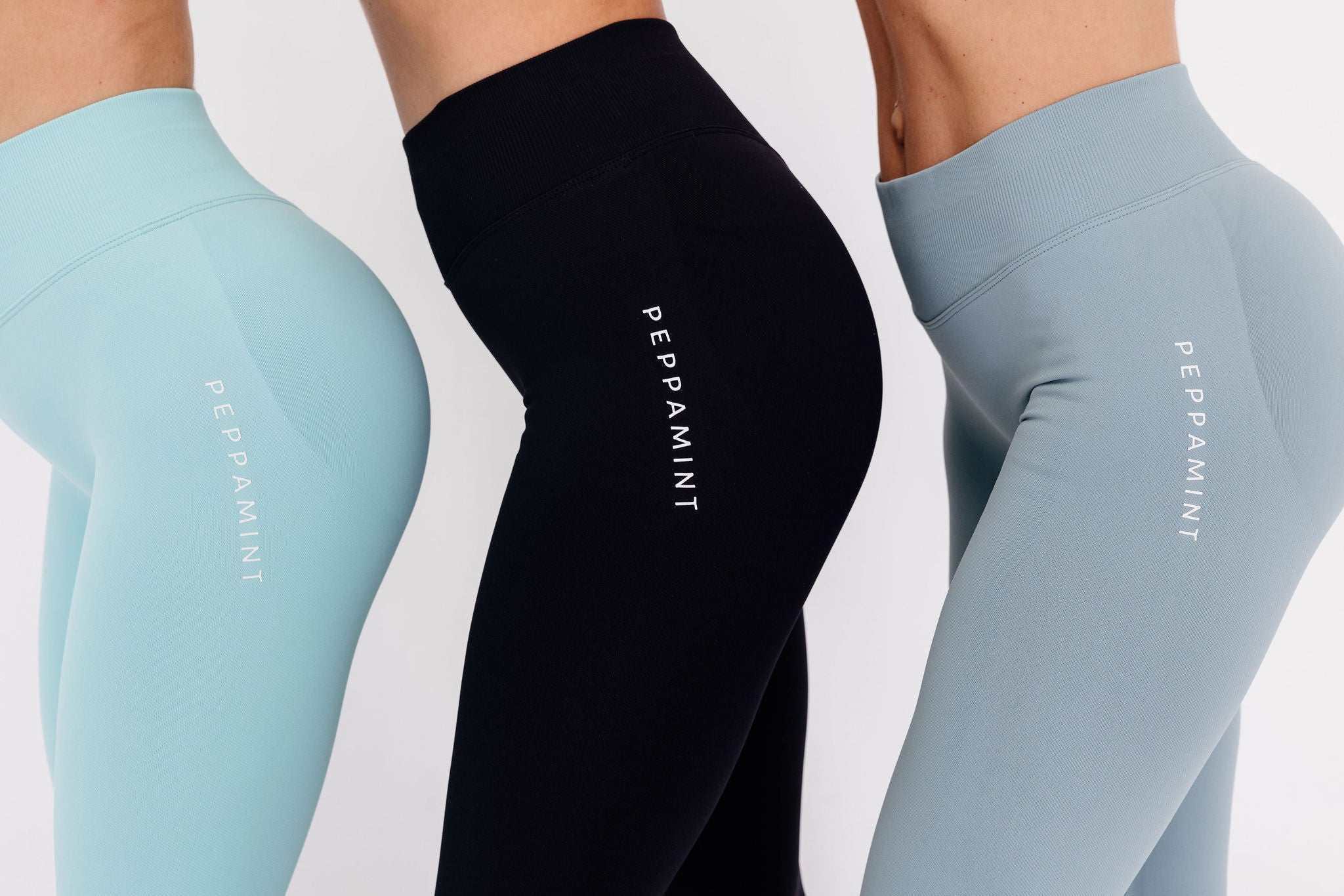 seamless gym tights with booty contouring effect, sweetheart butt seams and thick supportive fabric in mint