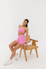 Load image into Gallery viewer, buttery soft lightweight short shorts with high extra waistband in soft pink
