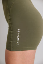 Load image into Gallery viewer, army green bodysuit with cross back straps, low back and sweetheart bum seams
