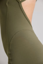 Load image into Gallery viewer, army green bodysuit with cross back straps, low back and sweetheart bum seams
