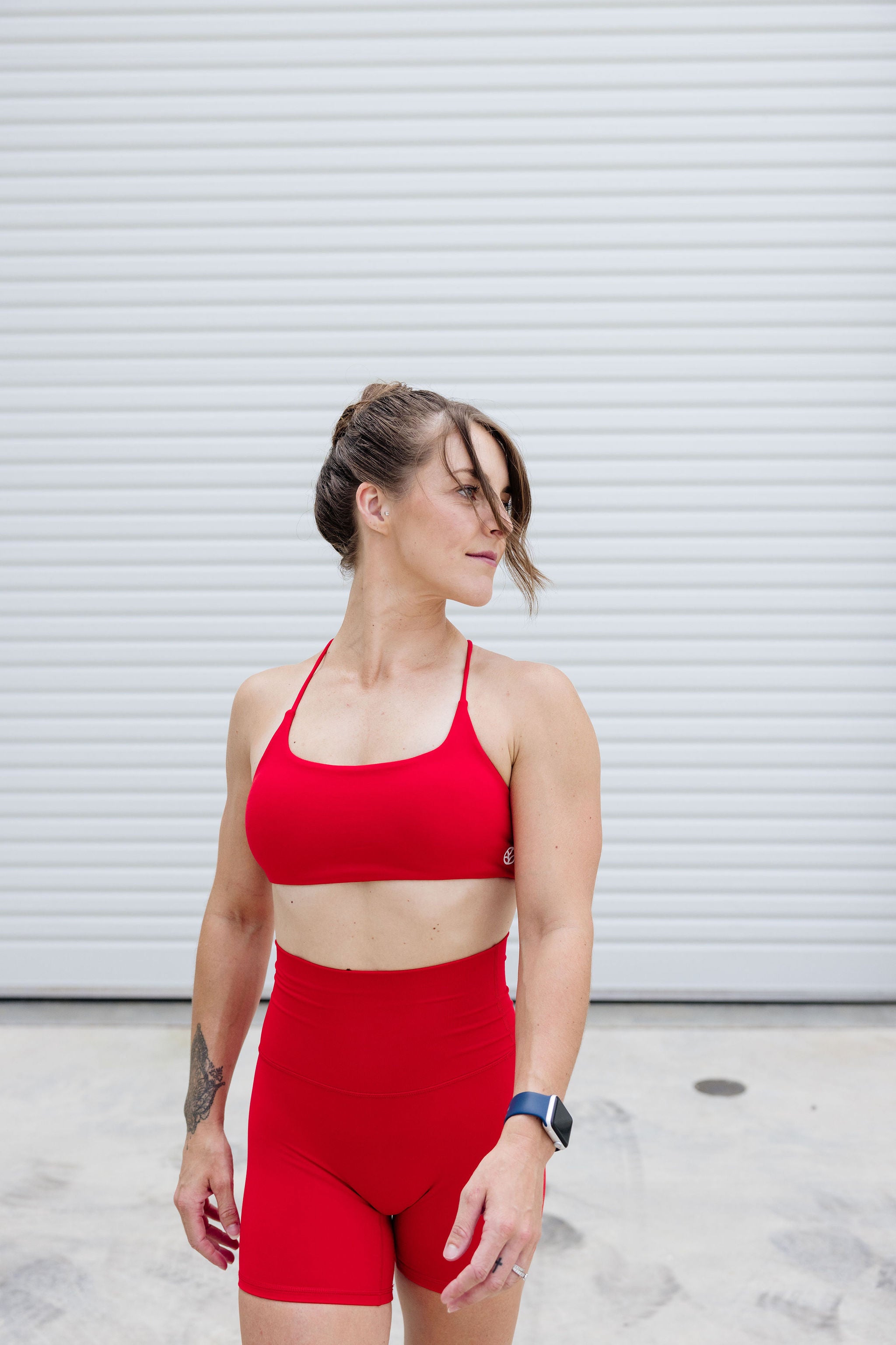 buttery soft lightweight short shorts with high extra waistband in scarlet red
