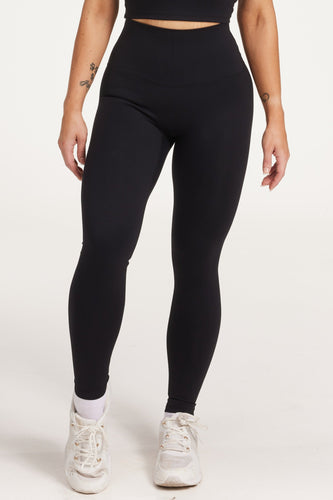 high waisted buttery soft, supportive activewear tights in black