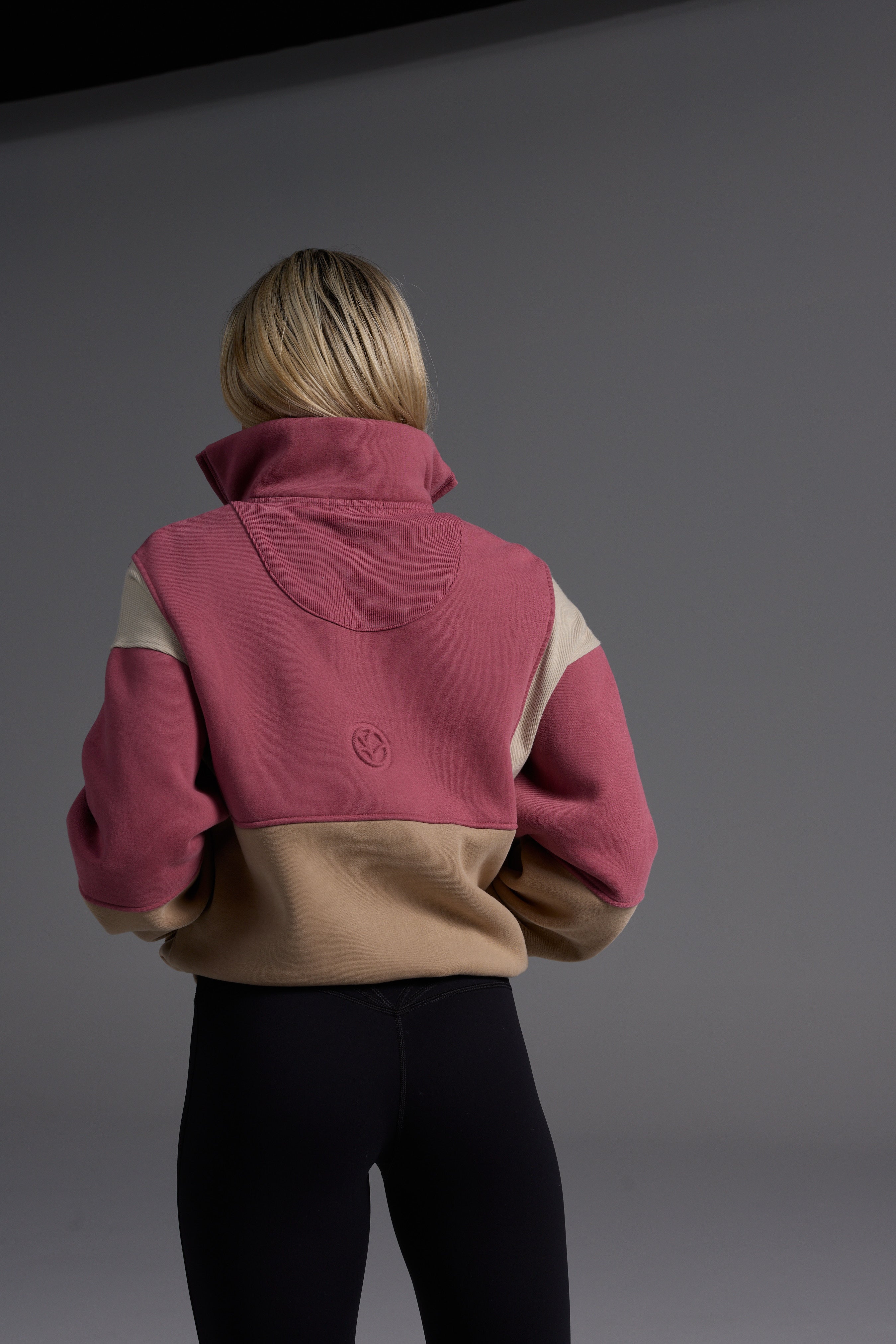 Colour Block Button Fleece - Rose/Desert/Cream Size XS