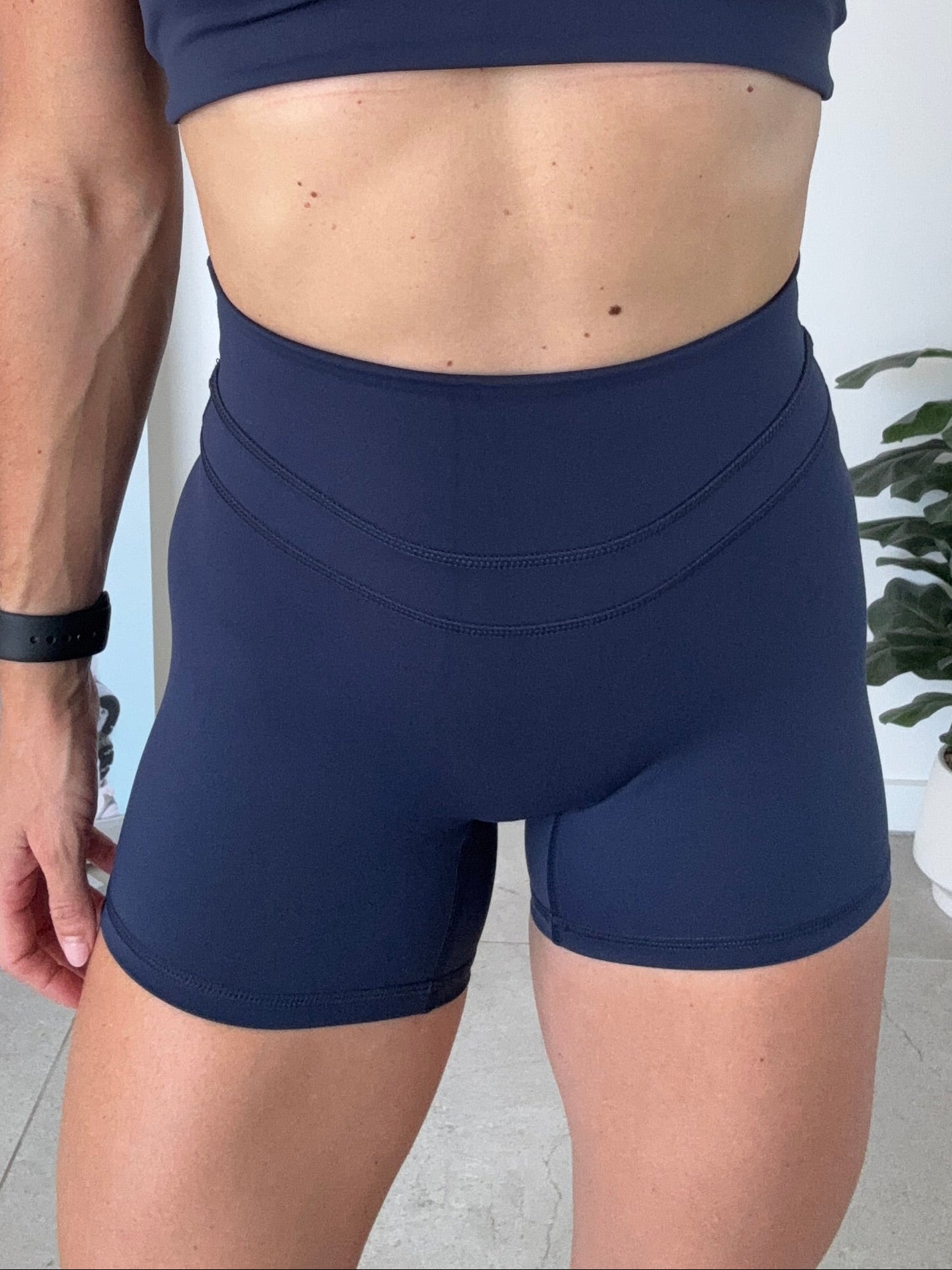 Double Stitch Booty Shorts - Blue - Size S