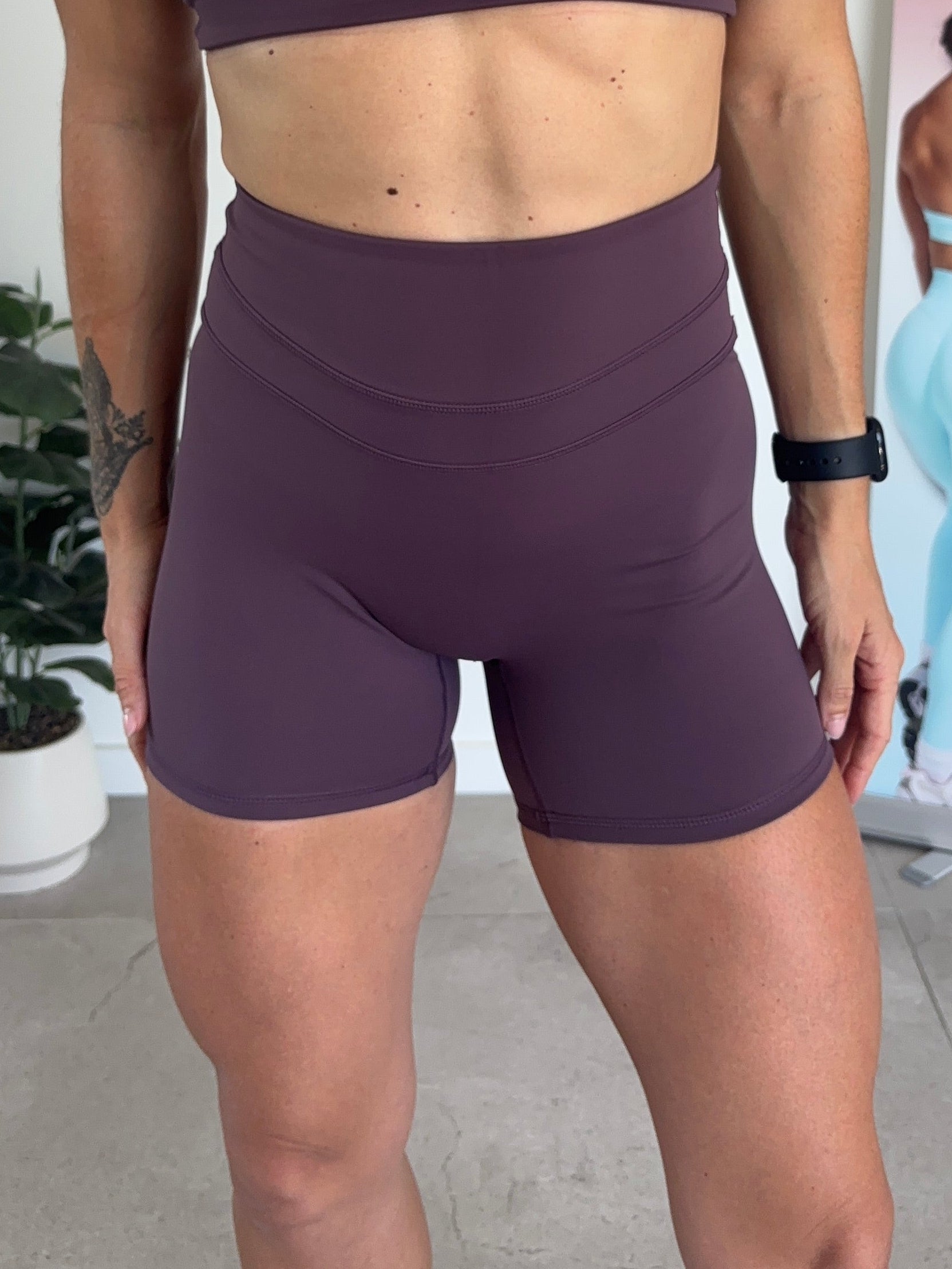 Double Stitch Booty Shorts - Purple - Size S