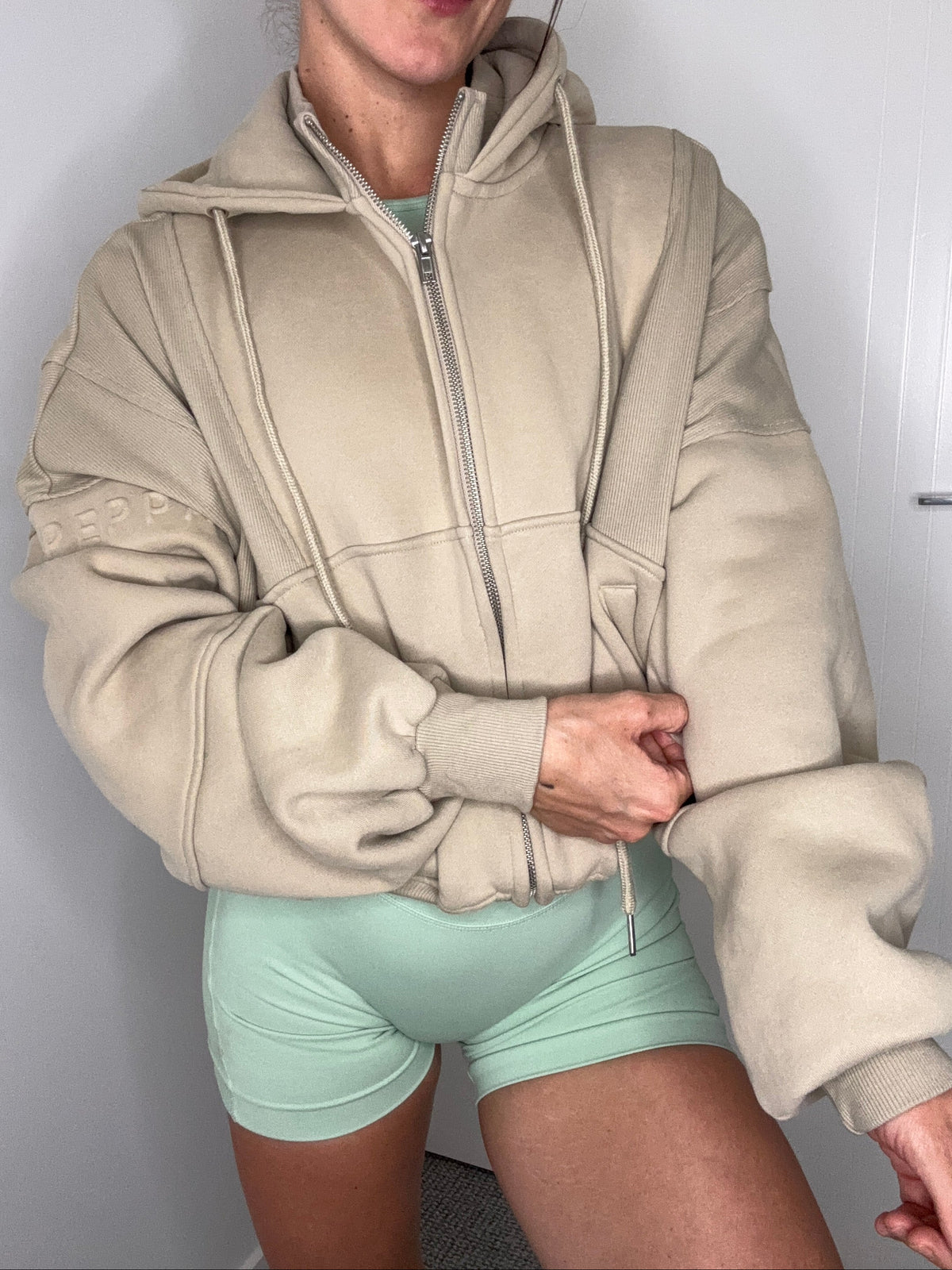 Hooded Icon Rib Fleece - Stone Beige