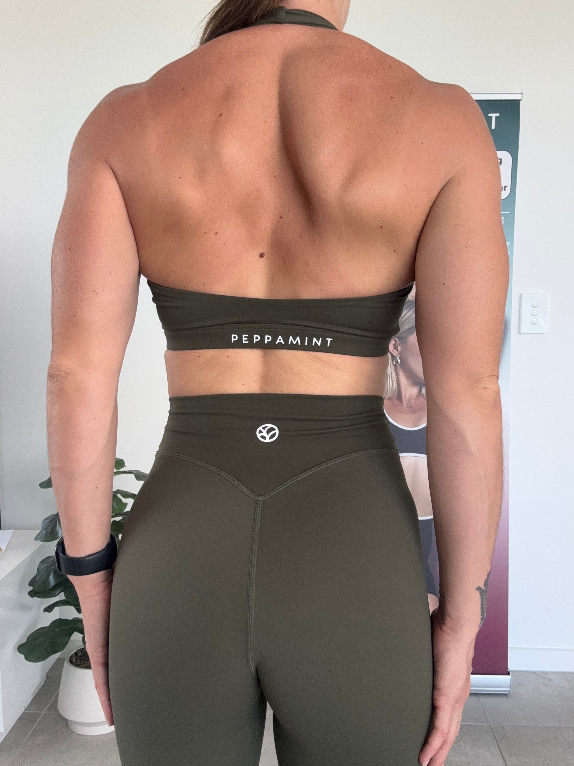 Embody Halterneck Bra - Olive - Size XS