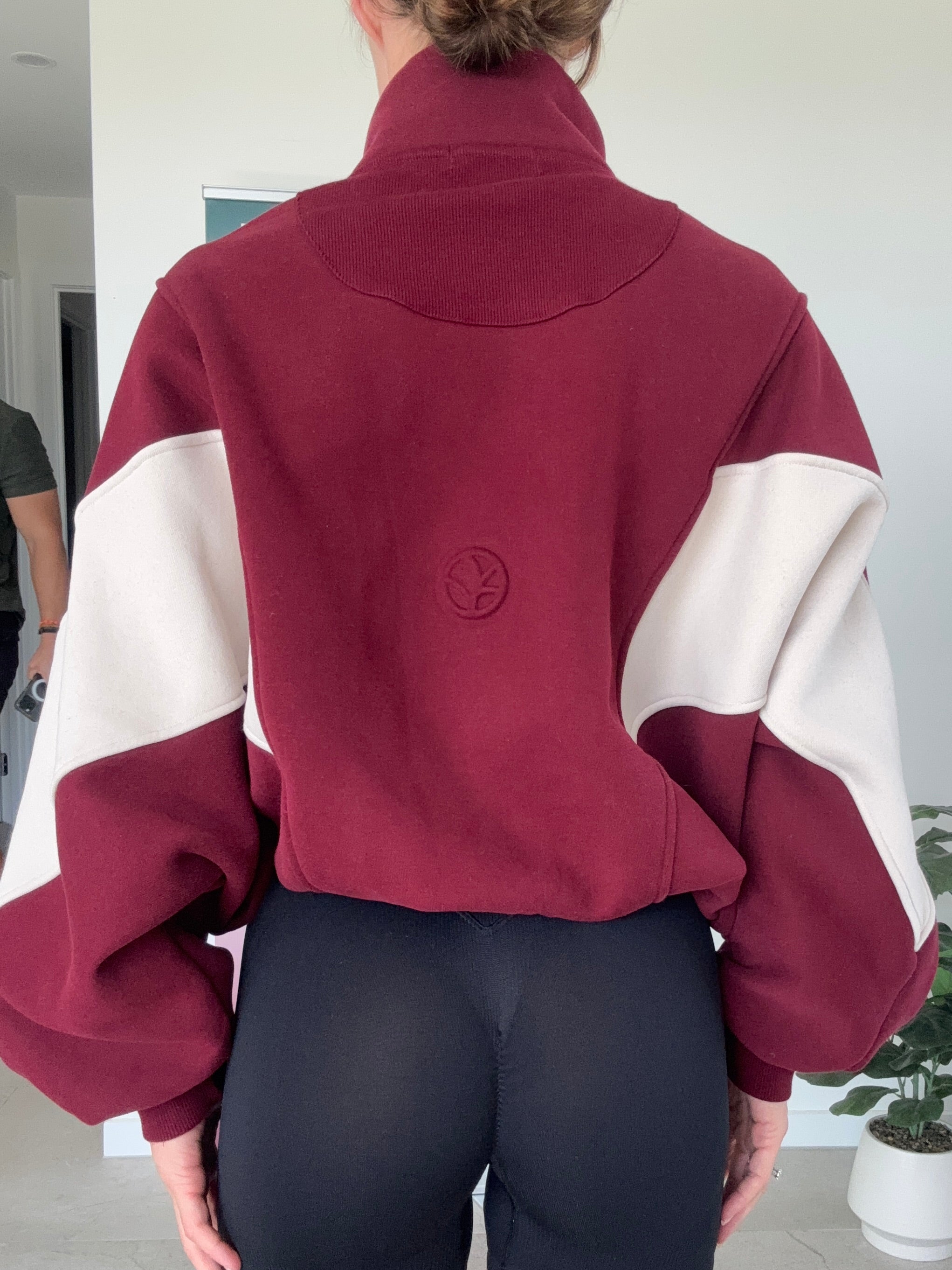 Two Tone Batwing Fleece Red/Cream (UNRELEASED SAMPLE) Size XS/S