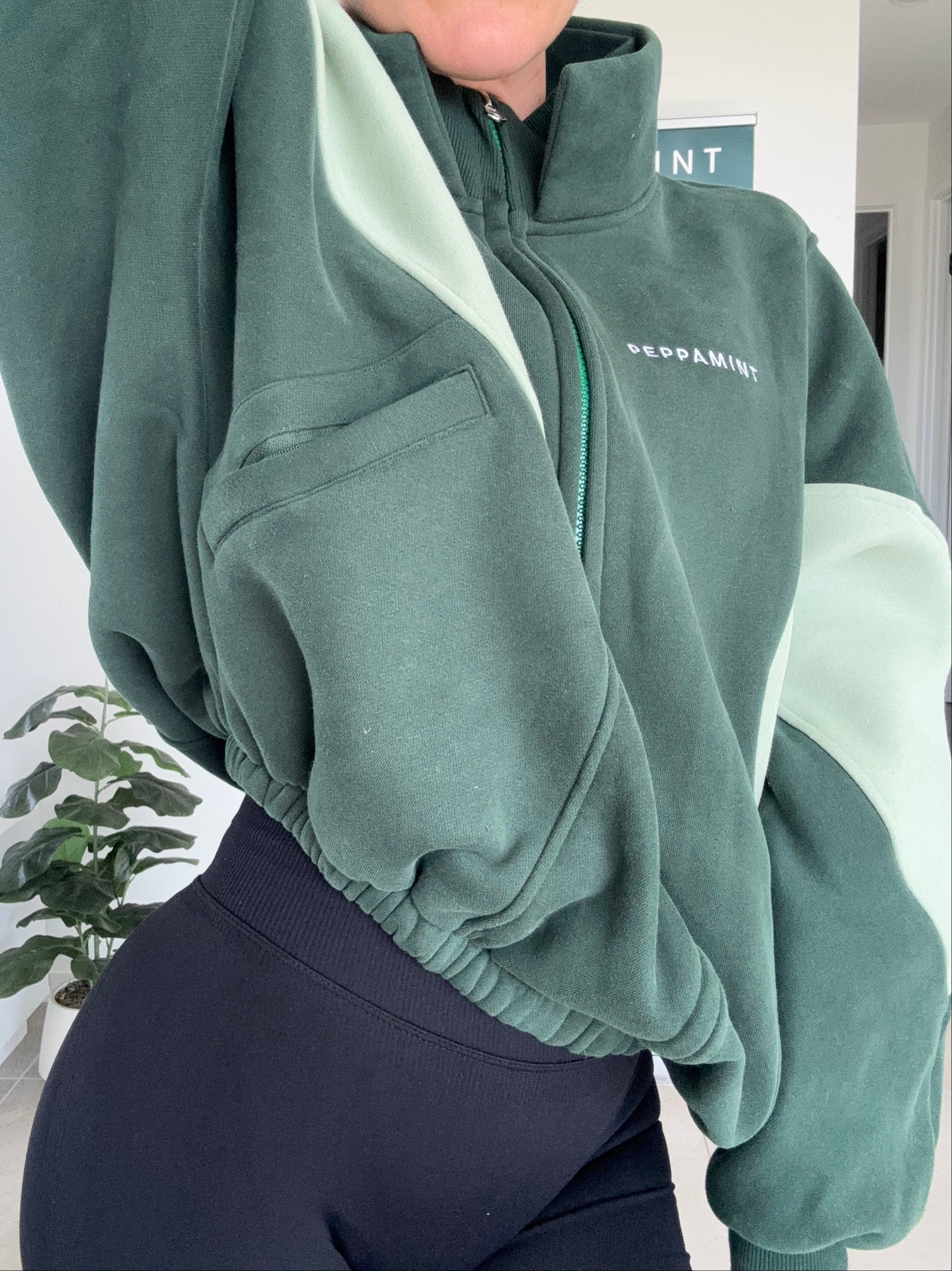 Two Tone Batwing Fleece Forest Green/Light Green (UNRELEASED SAMPLE) Size XS/S