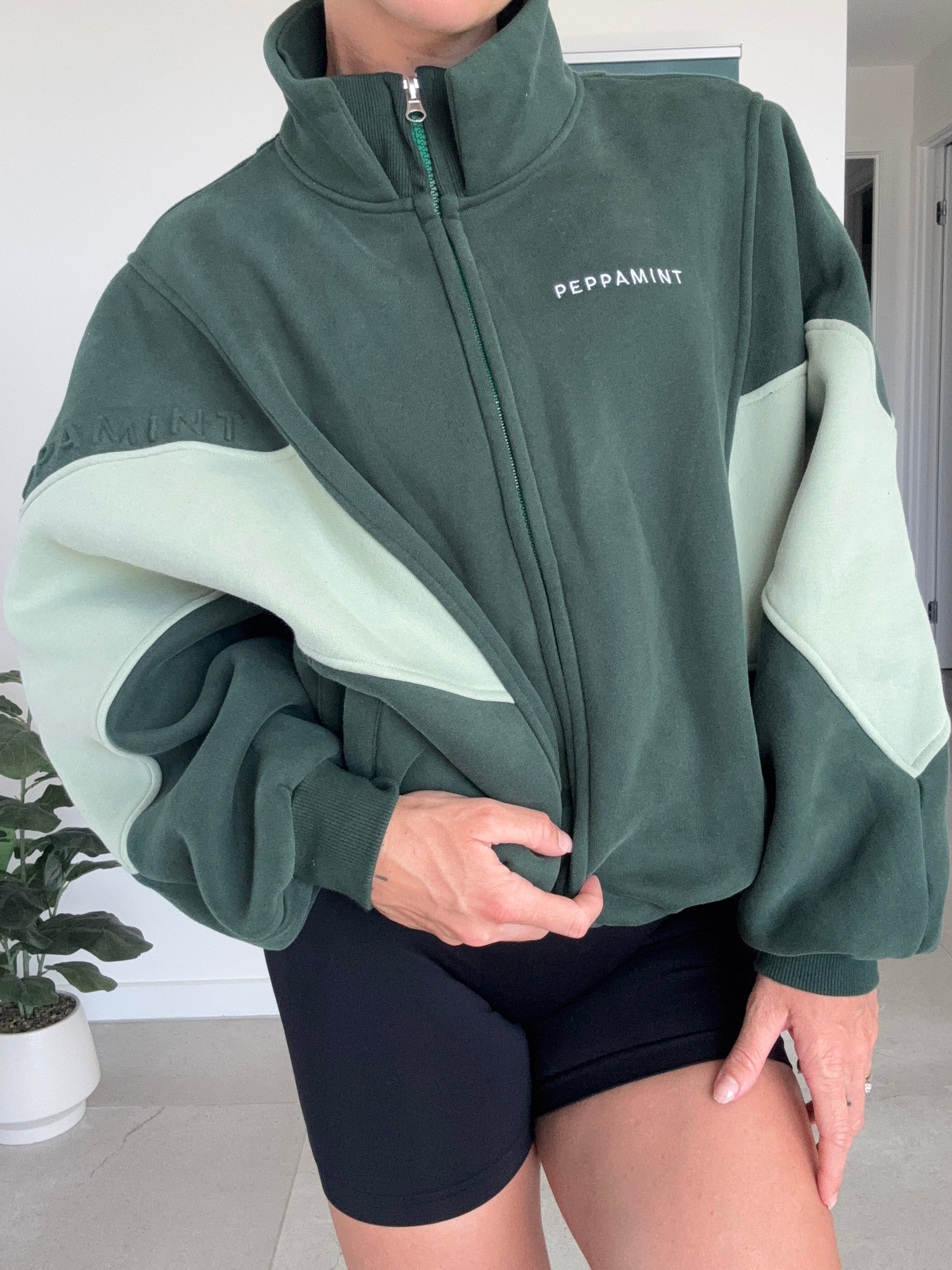 Two Tone Batwing Fleece Forest Green/Light Green (UNRELEASED SAMPLE) Size XS/S