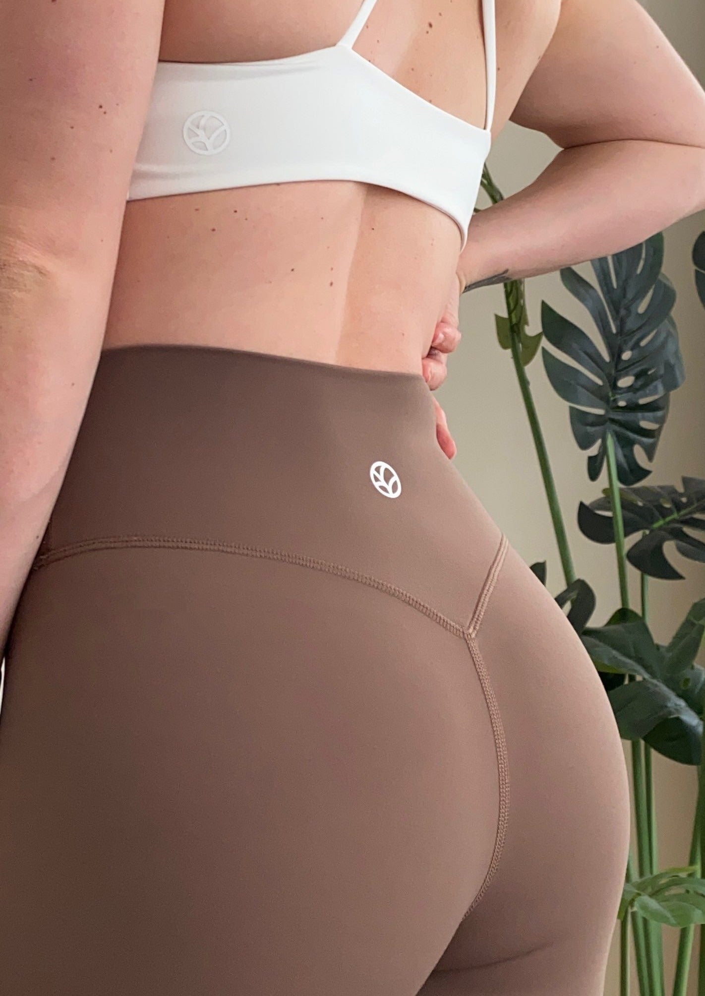 buttery soft tights with seamless front rise in chocolate with soft v shape front rise