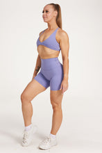 Load image into Gallery viewer, high waisted gym shorts, in buttery soft, supportive fabric with 6 inch inseam and no front rise seam, in lavender
