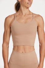 Load image into Gallery viewer, Buttery soft activewear singlet with cross back straps and built in shelf bra
