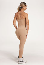 Load image into Gallery viewer, high waisted buttery soft, supportive activewear tights in light taupe colour
