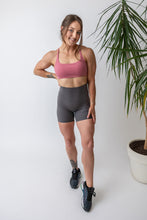 Load image into Gallery viewer, buttery soft lightweight short shorts with high extra waistband in graphite grey
