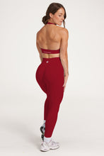 Load image into Gallery viewer, seamless gym tights with booty contouring effect, sweetheart butt seams and thick supportive fabric in wine red
