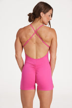 Load image into Gallery viewer, Womens bodysuit with scoop neck design, sleek adjustable cross over back straps scrunch butt effect in a buttery soft breathable fabric
