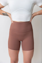 Load image into Gallery viewer, soft brushed mid length bike shorts with extra high waistband and side pockets
